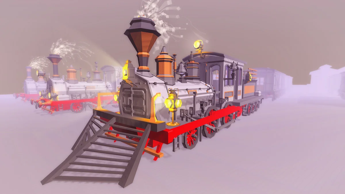 Steam Trains and Stations (Low Poly) asset