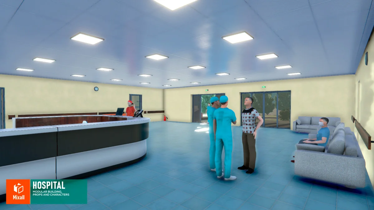 Hospital – modular building, props and characters asset