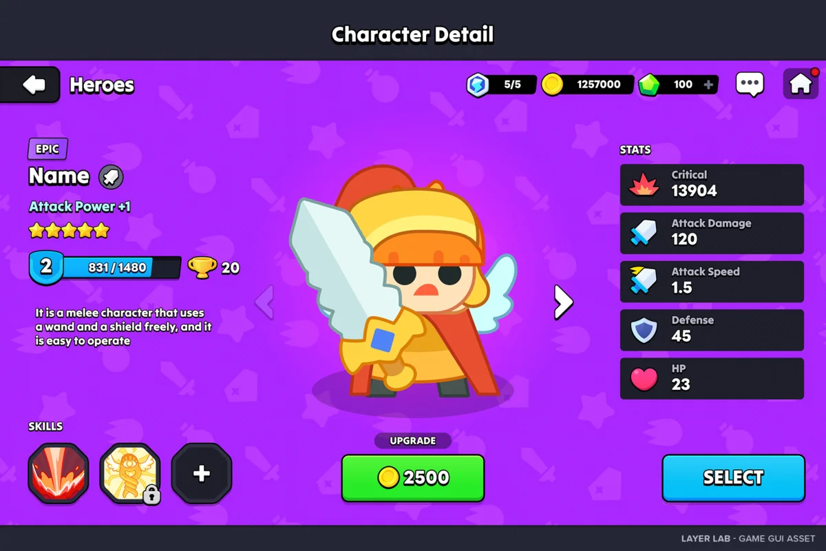 GUI – Casual Fantasy asset