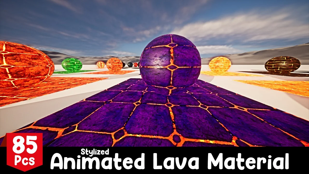 Stylized Animated Lava Material Pack 85 Pcs asset