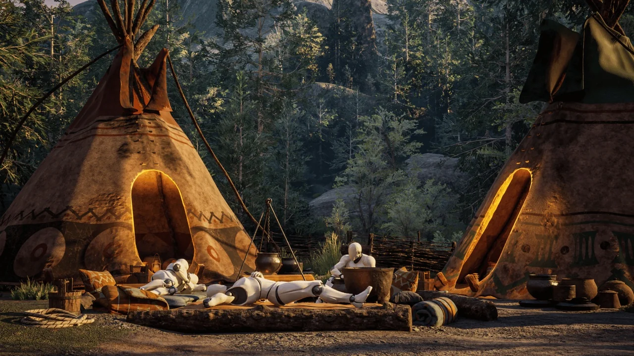 Native American Village (Village, Wild West Village, Mountains, Village) asset