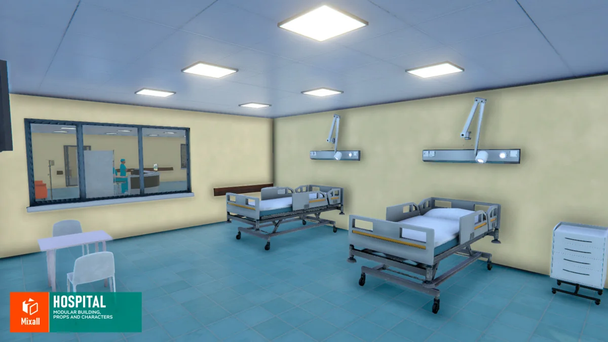 Hospital – modular building, props and characters asset