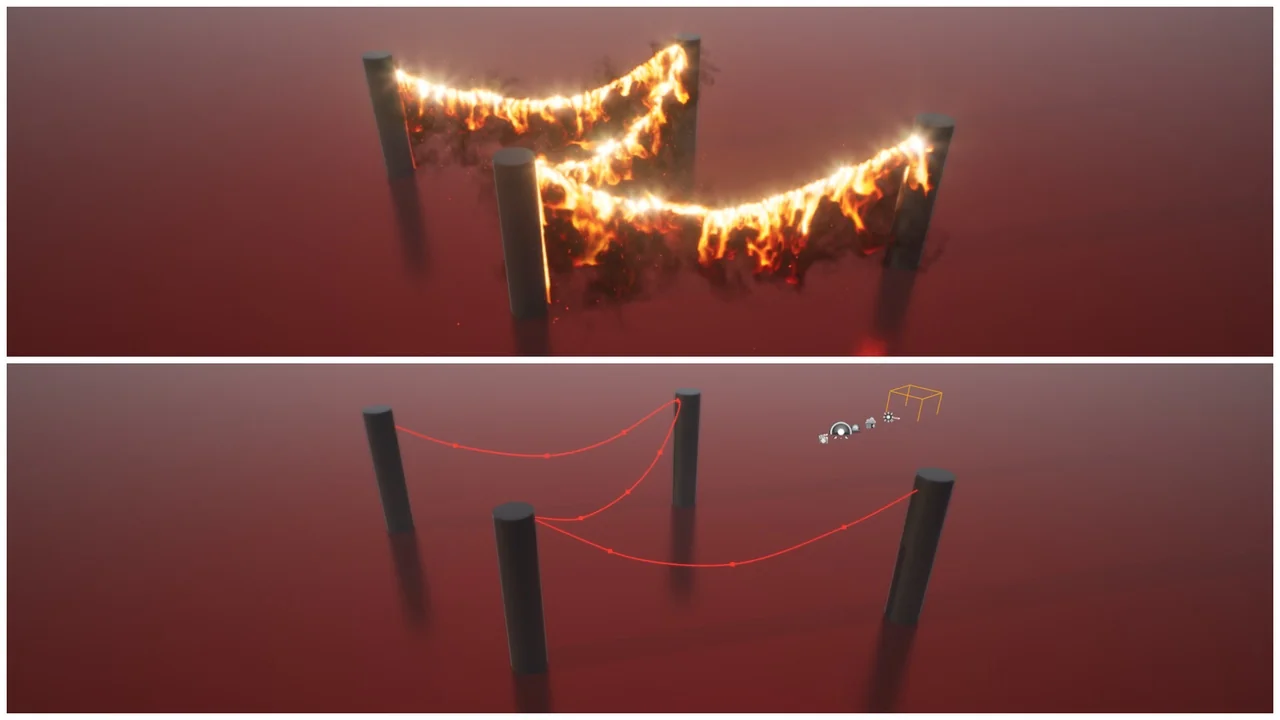 Smoke and Fire Spline – Niagara Fluids asset