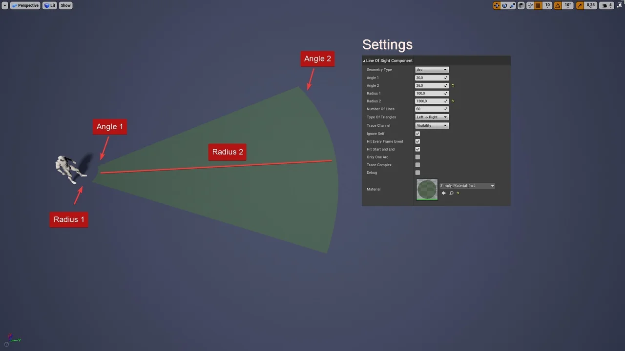 Line Of Sight. Dynamic mesh. asset