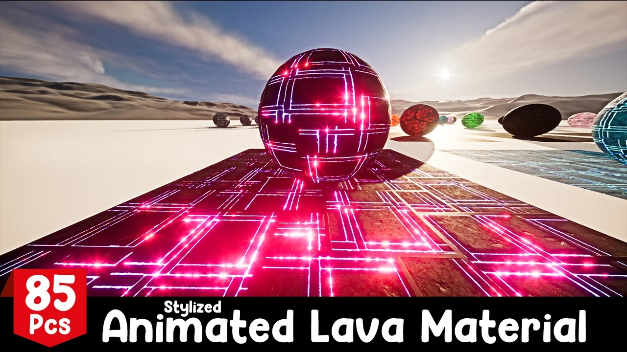 Stylized Animated Lava Material Pack 85 Pcs asset