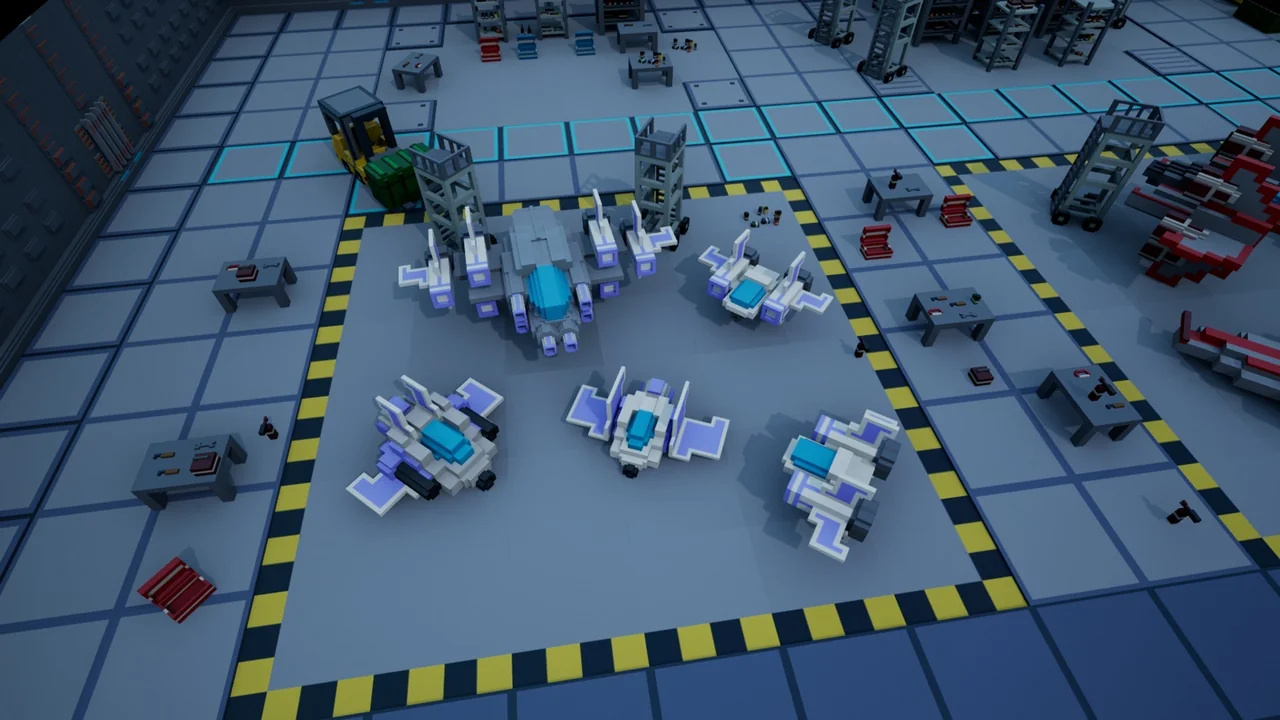 Spaceships, props and modular environment tiles (sci-fi, low poly, voxel) asset