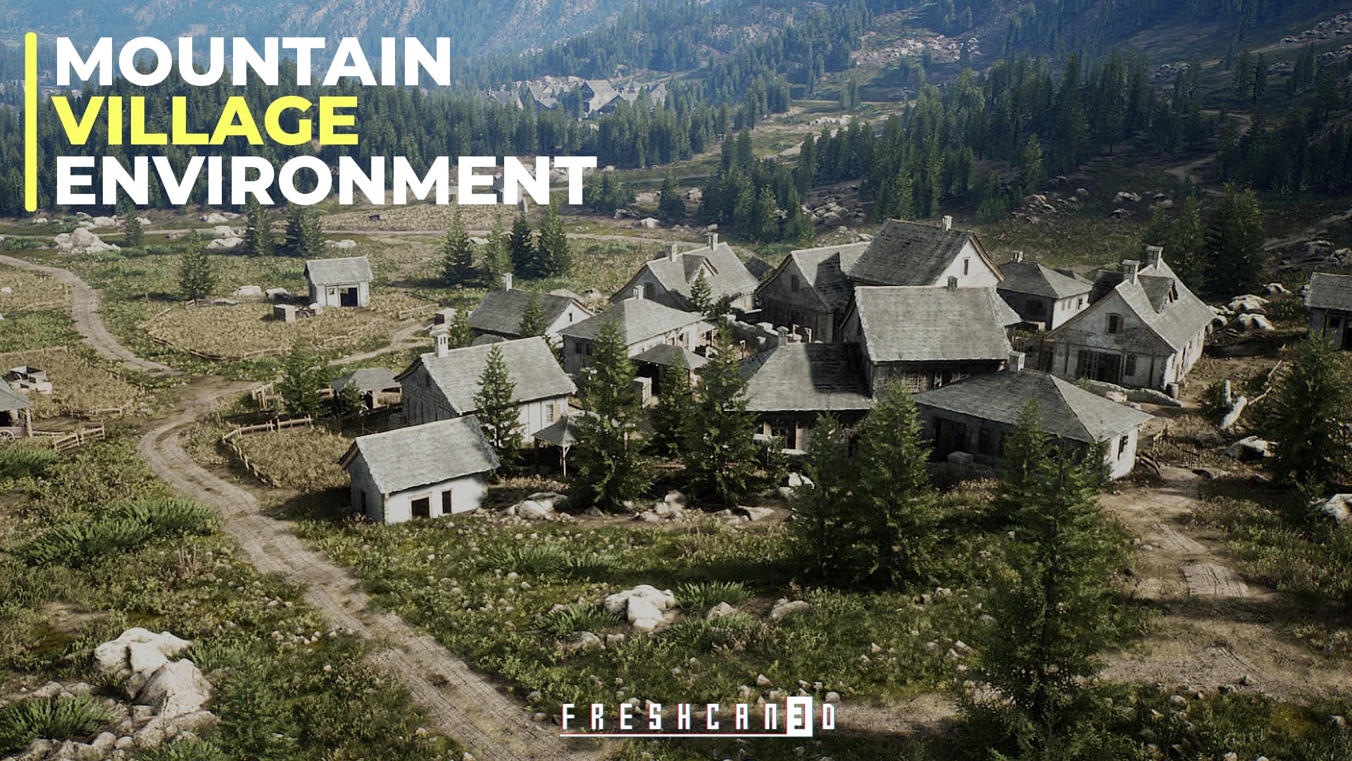 Mountain Village Environment (Village,  Modular Village Houses, Village Props)