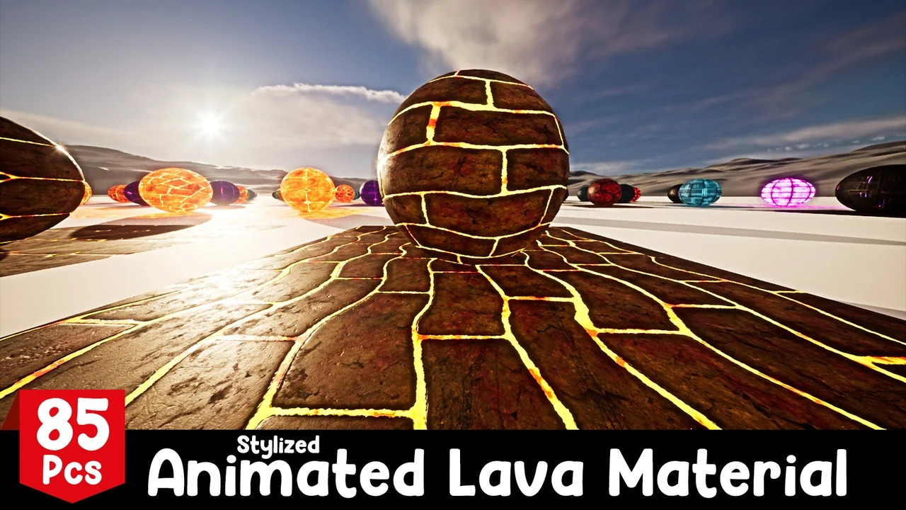 Stylized Animated Lava Material Pack 85 Pcs asset