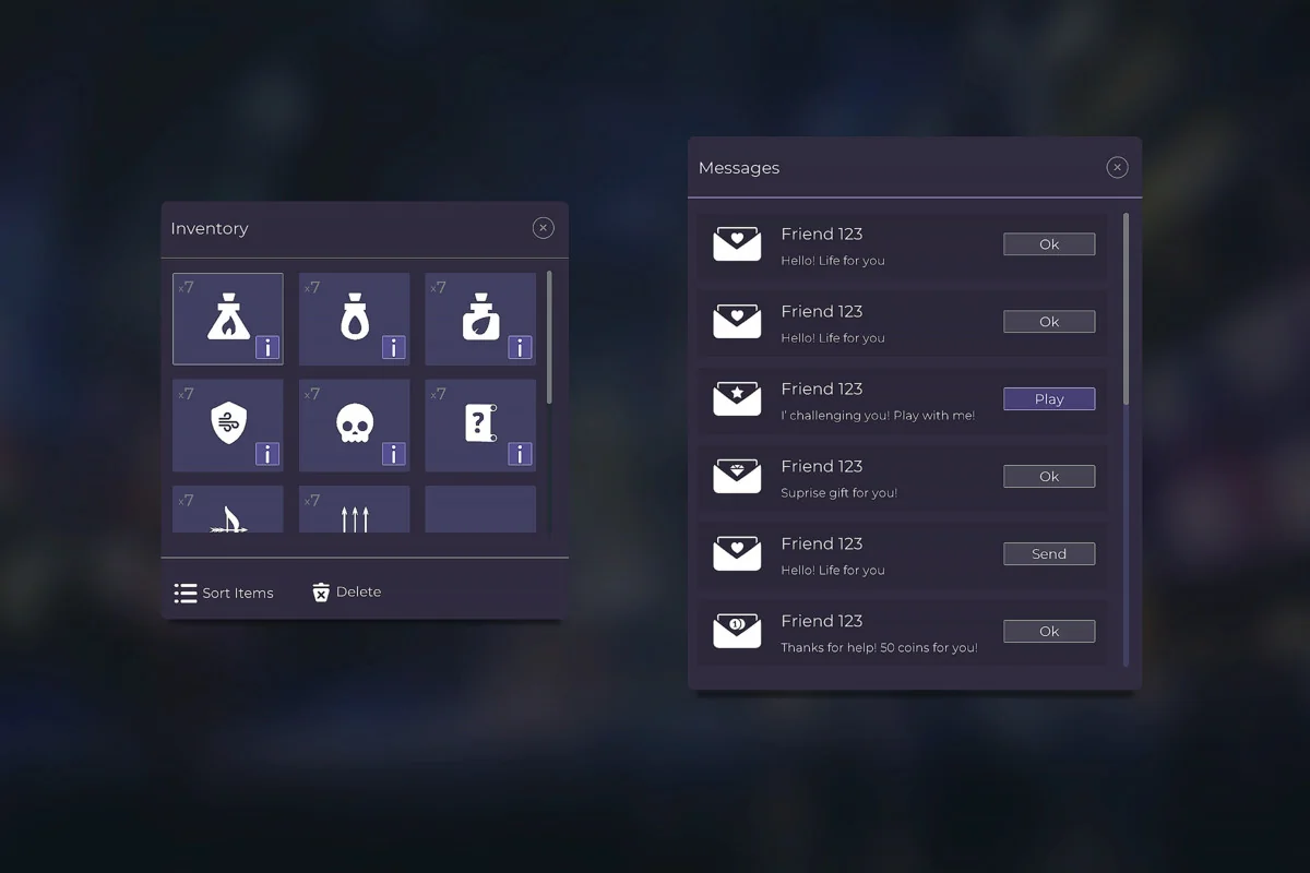 Flat Dark Themed GUI / UI Kit – over 600 PNG ! asset