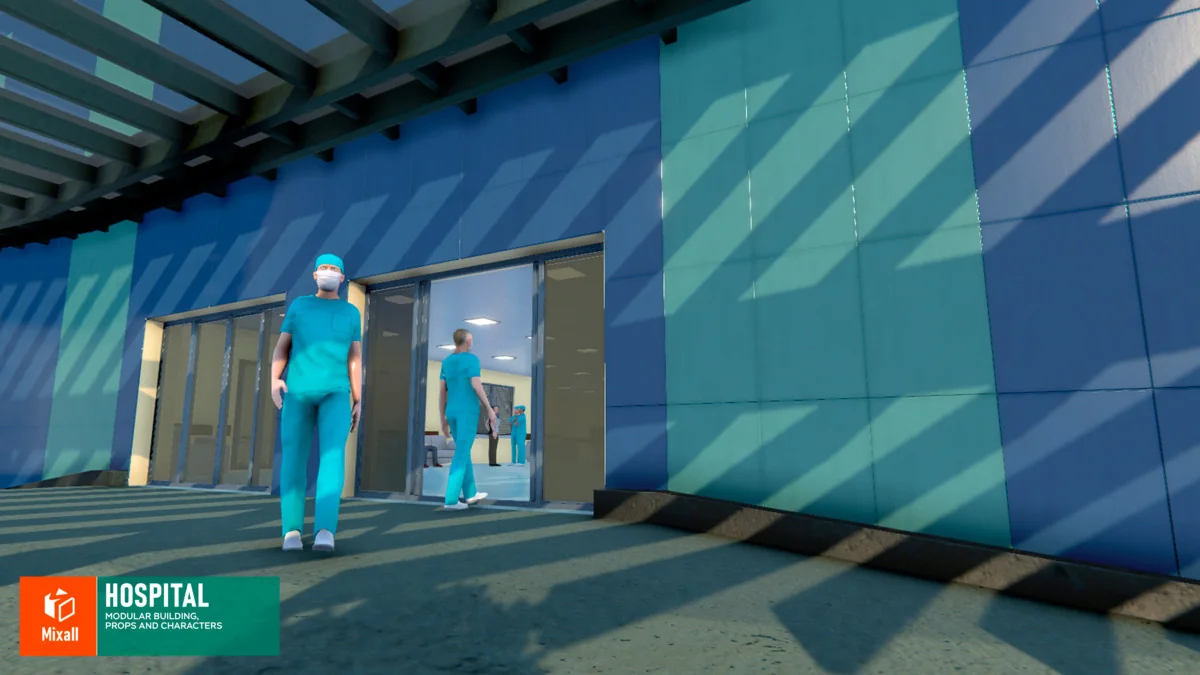 Hospital – modular building, props and characters asset