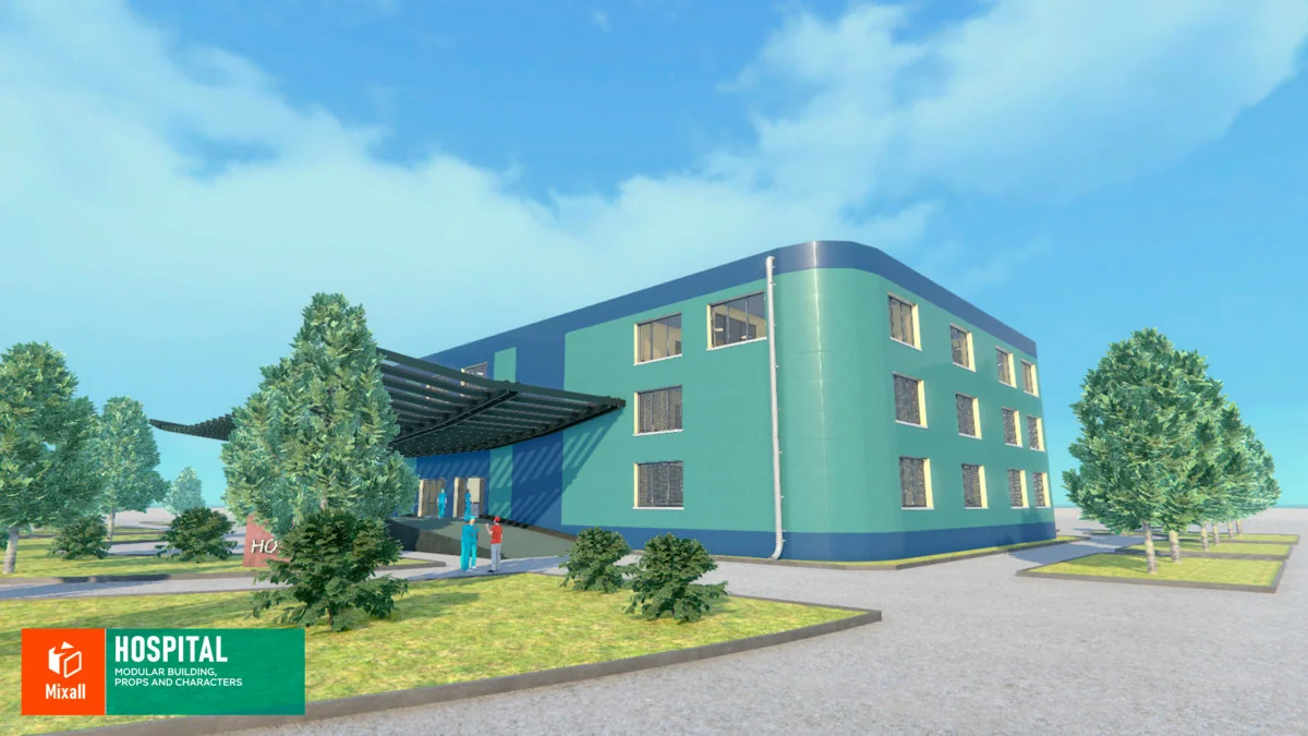 Hospital – modular building, props and characters asset