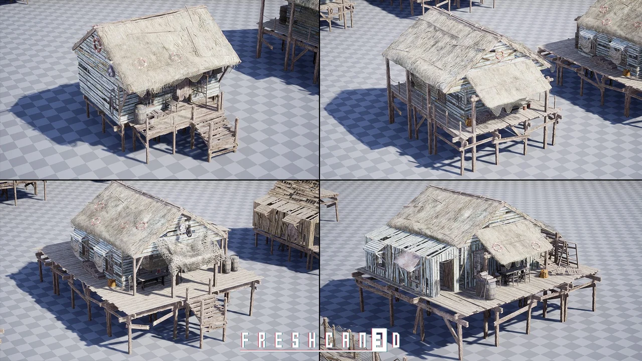 Survival Forest Cabin Bundle (Survival Environment, Forest House, Log House ) asset