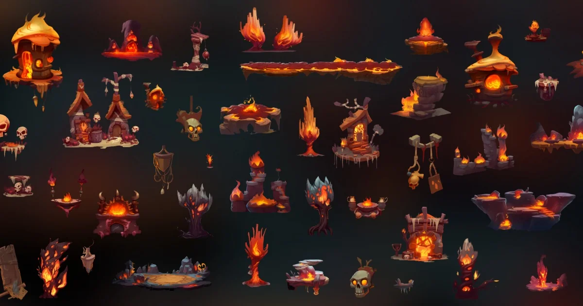 Animated 2d Hell Platformer Game Ready Environments Asset