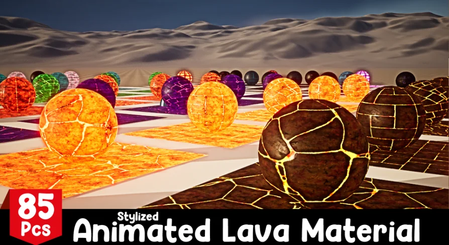 Stylized Animated Lava Material Pack 85 Pcs