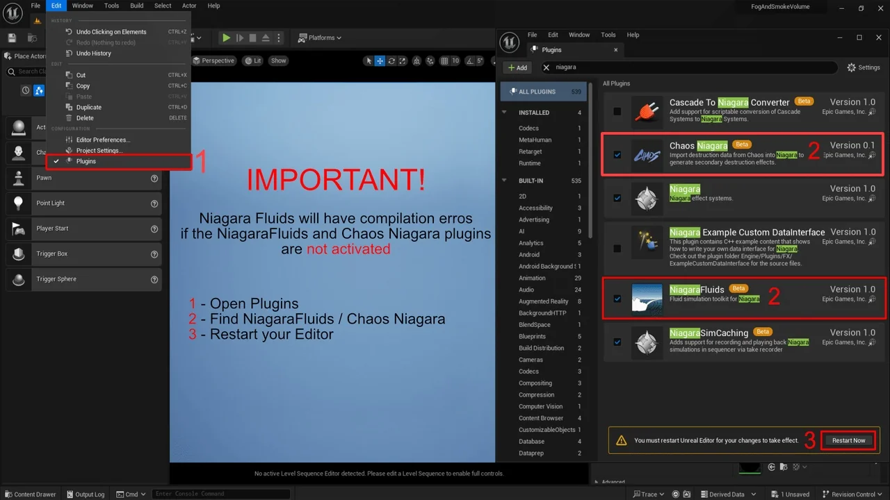 Smoke and Fire Spline – Niagara Fluids asset