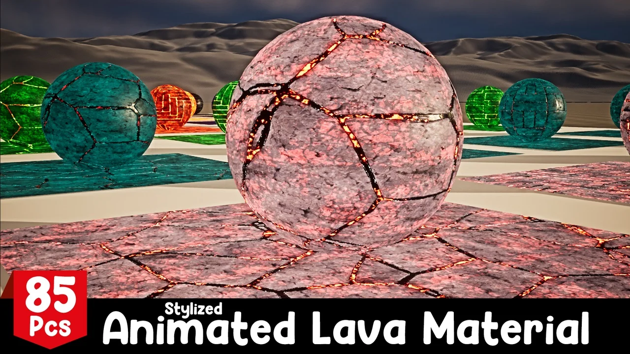 Stylized Animated Lava Material Pack 85 Pcs asset