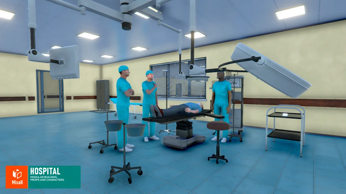 Hospital – modular building, props and characters asset