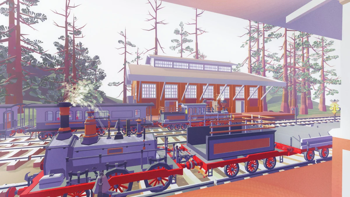 Steam Trains and Stations (Low Poly) asset