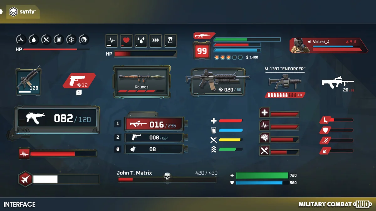 Military Combat HUD – Synty INTERFACE – GUI asset