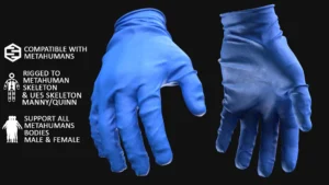 Surgery Gloves 147 Model for Metahumans – All MH Bodies & UE5 Skeletons – Rigged