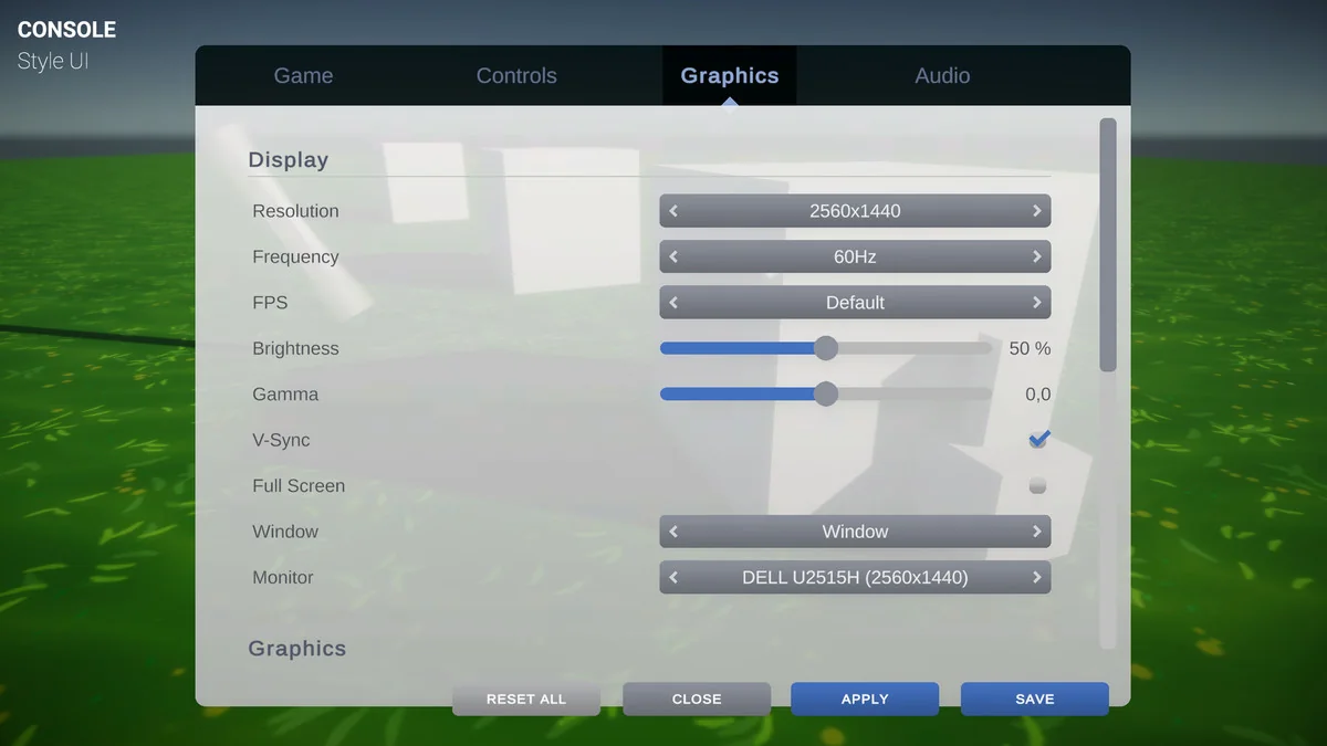 Settings & Game Options – Unified Menu Generator asset