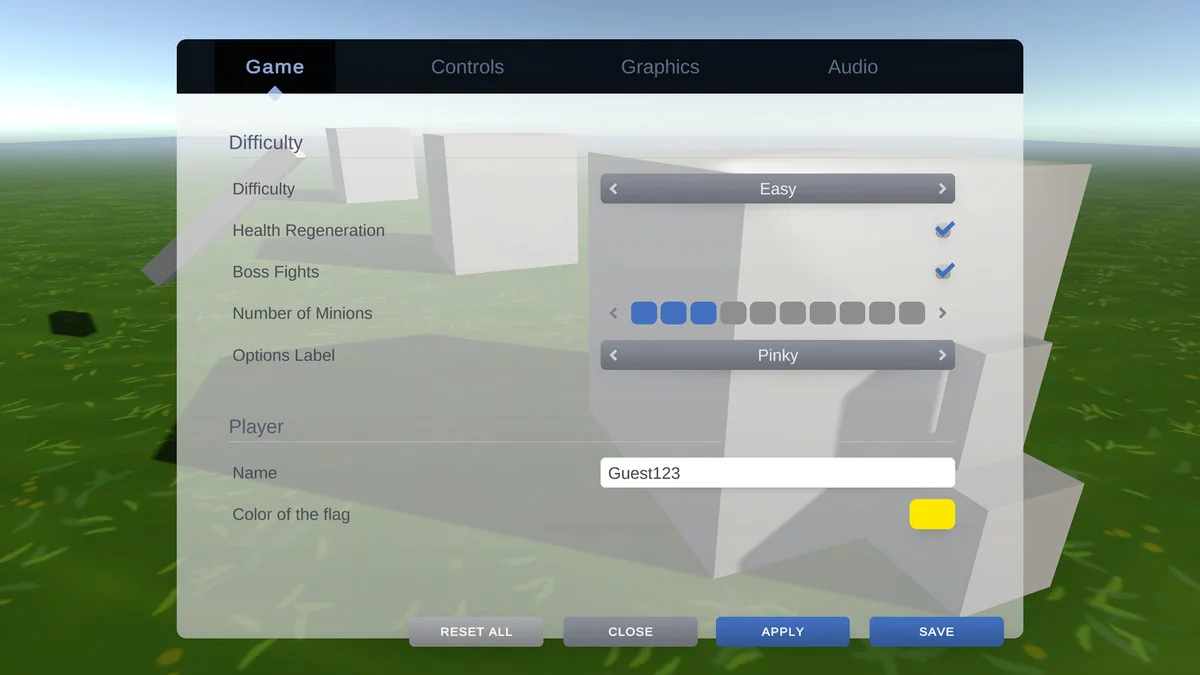 Settings & Game Options – Unified Menu Generator asset