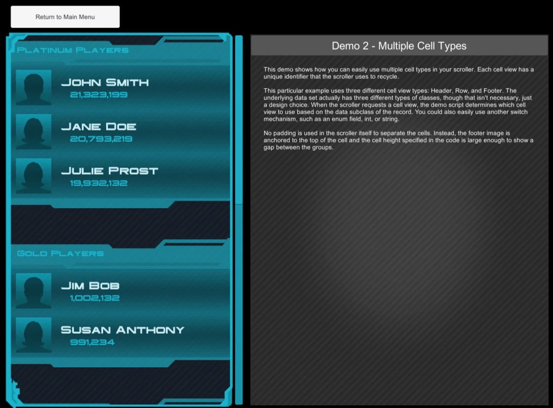 EnhancedScroller asset