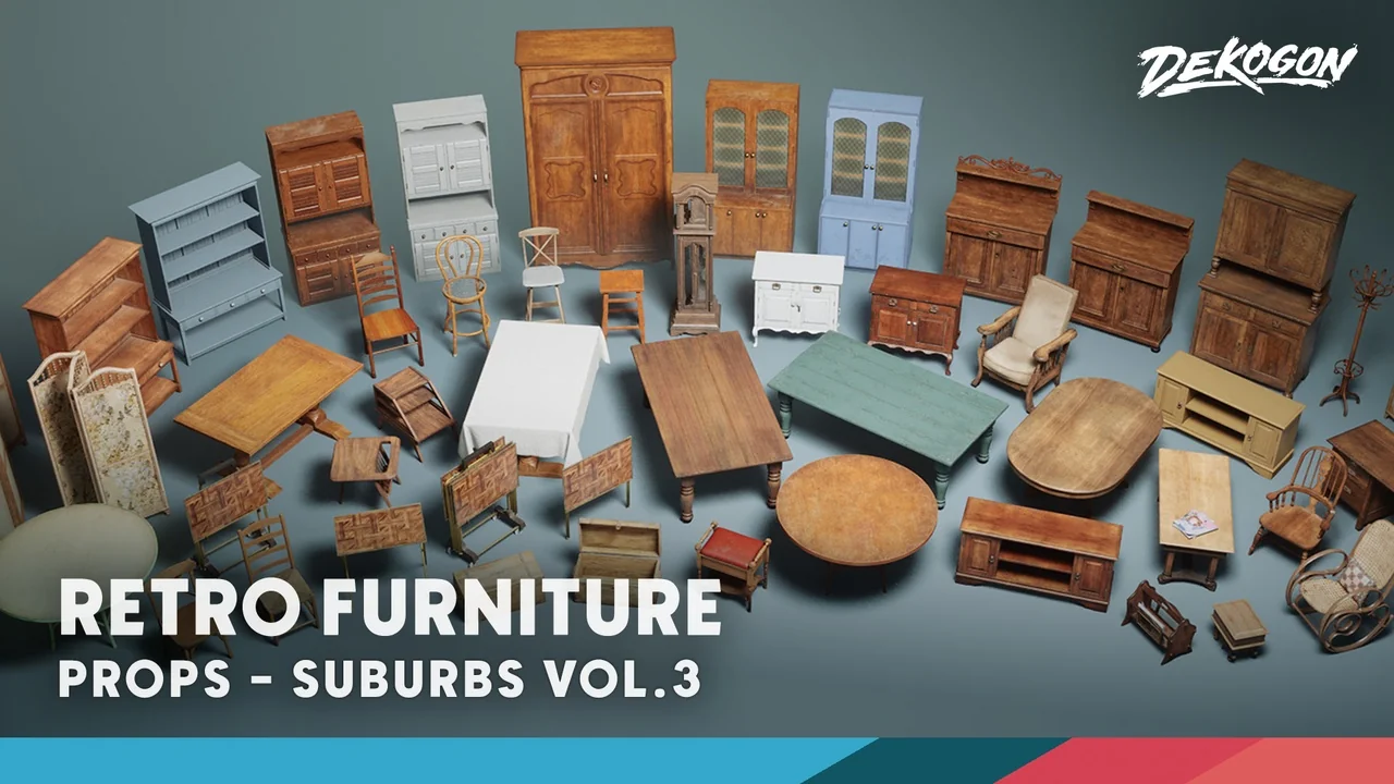 Suburbs VOL.3 - Retro Furniture (Nanite and Low Poly)