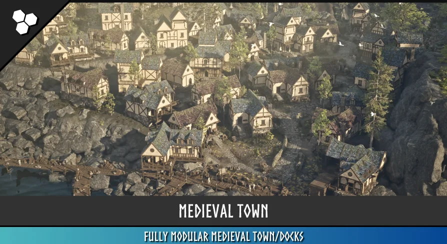 Modular Medieval Town, Docks (Medieval Town, Medieval Village, Town, Village)