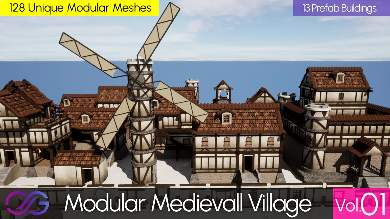 Modular Medieval Asset Pack (Low Poly, Buildings, Street Assets by DrCG)