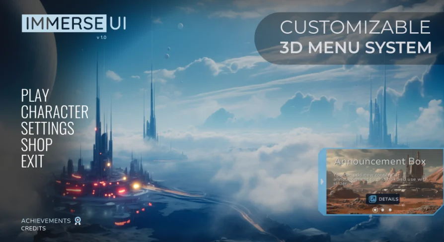 Game Main Menu - 3D UI - 3D Immerse UI