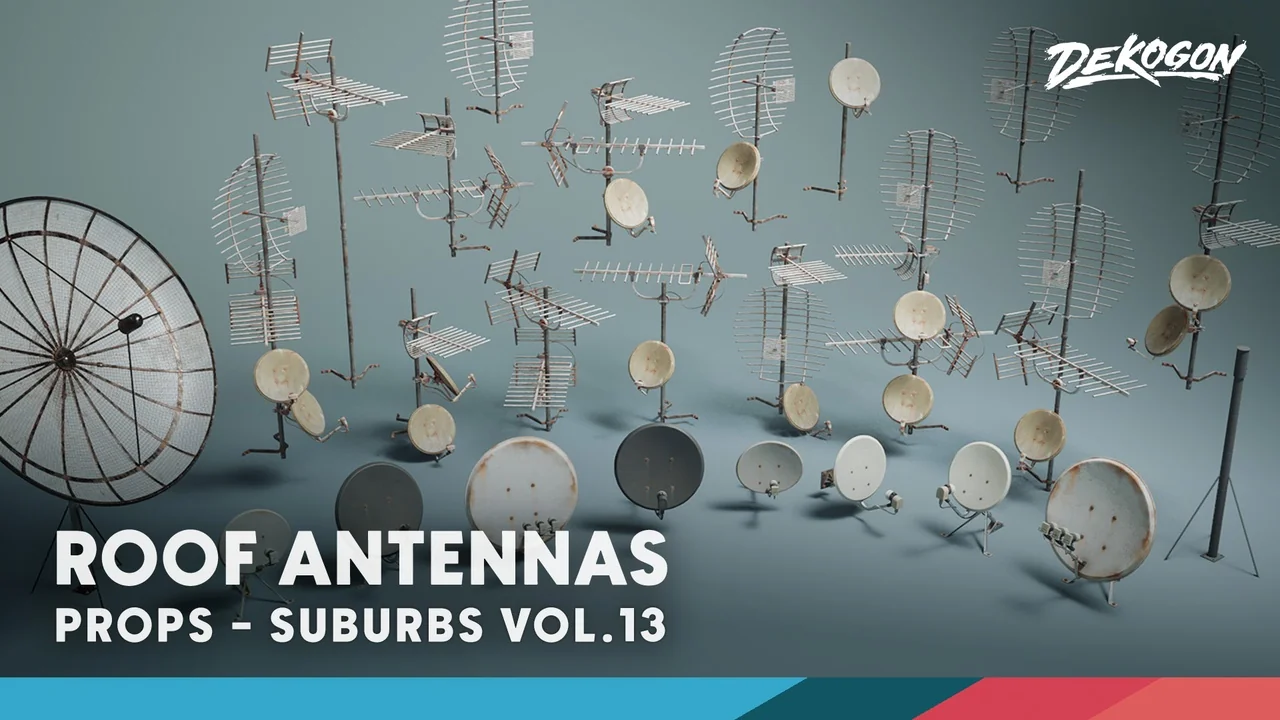 Suburbs VOL.13 - Roof Antennas (Nanite and Low Poly)