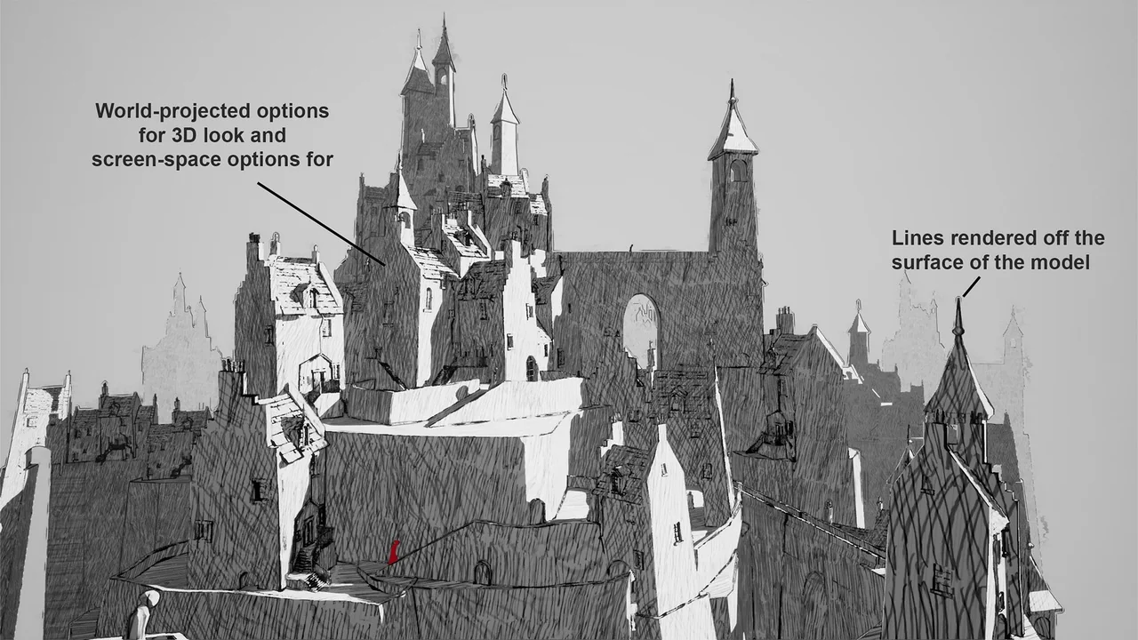 Dynamic Sketch Post-Process Material