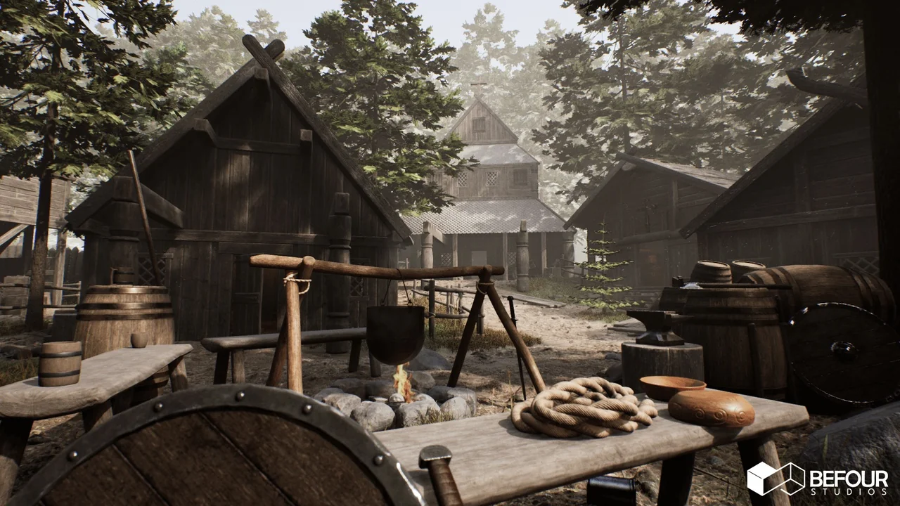 Medieval Nordic Village Environment (Medieval, Exterior, Interior, Modular, PBR)