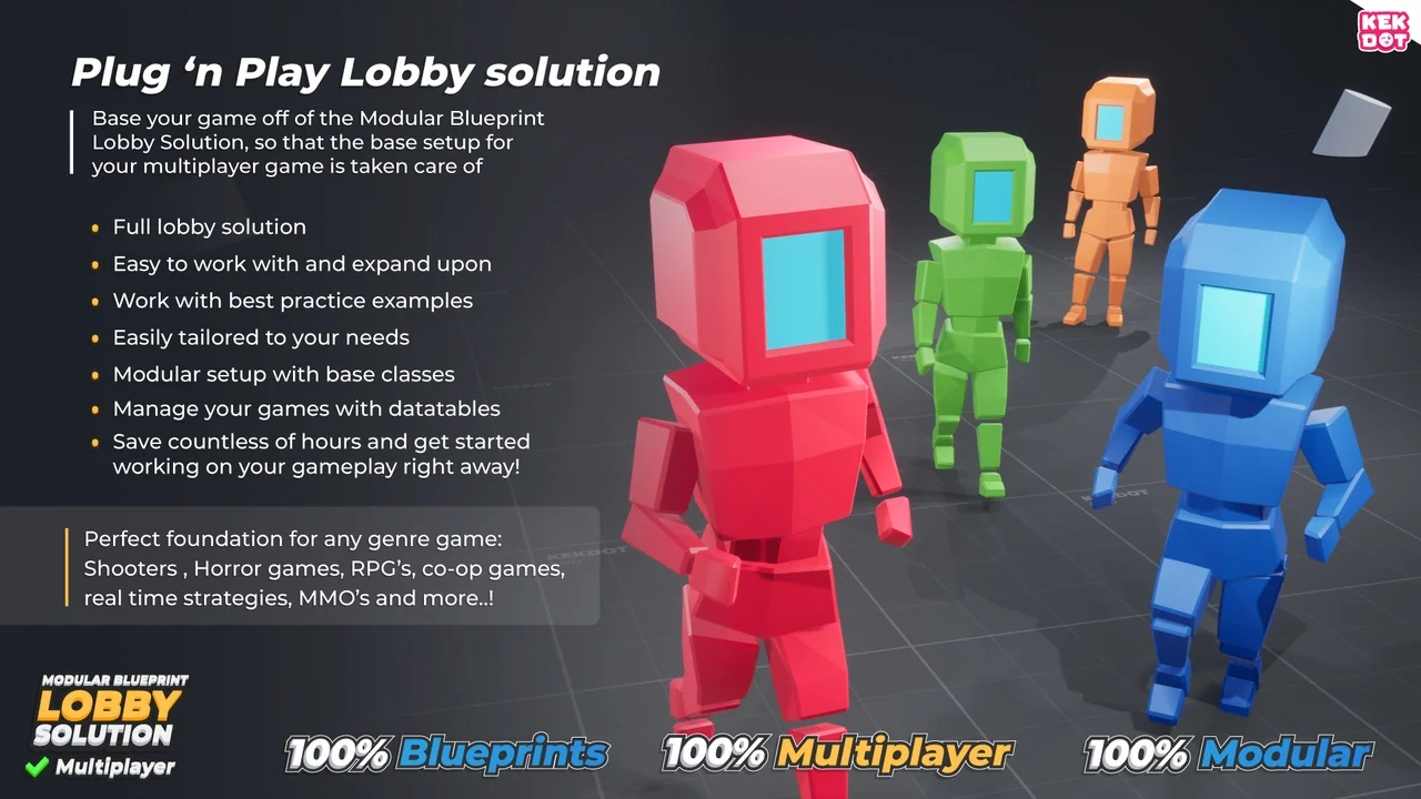 Multiplayer Blueprint Lobby Solution - Template - By Kekdot