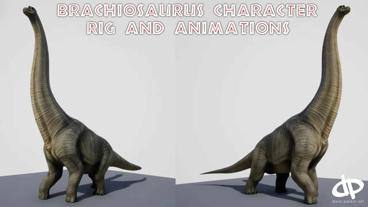 Brachiosaurus Dinosaur Character Rig and Animations
