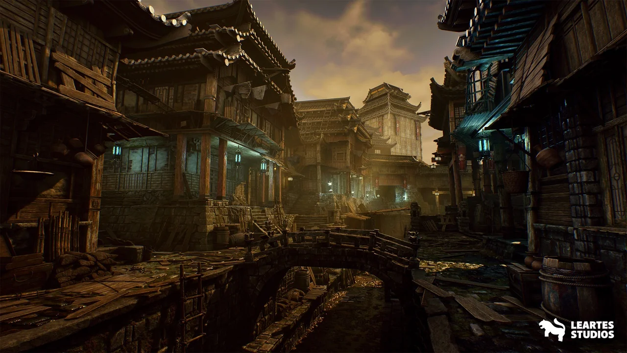Asian Canal Environment (Asian Canal Environment Asian Ancient Bridge Old 3D )