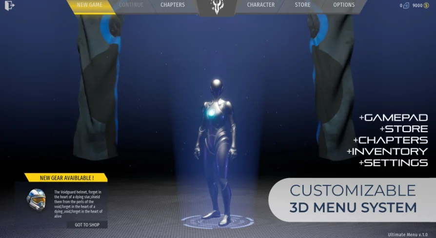 Game Main Menu - 3D UI - Gamepad - Common UI - Ultimate