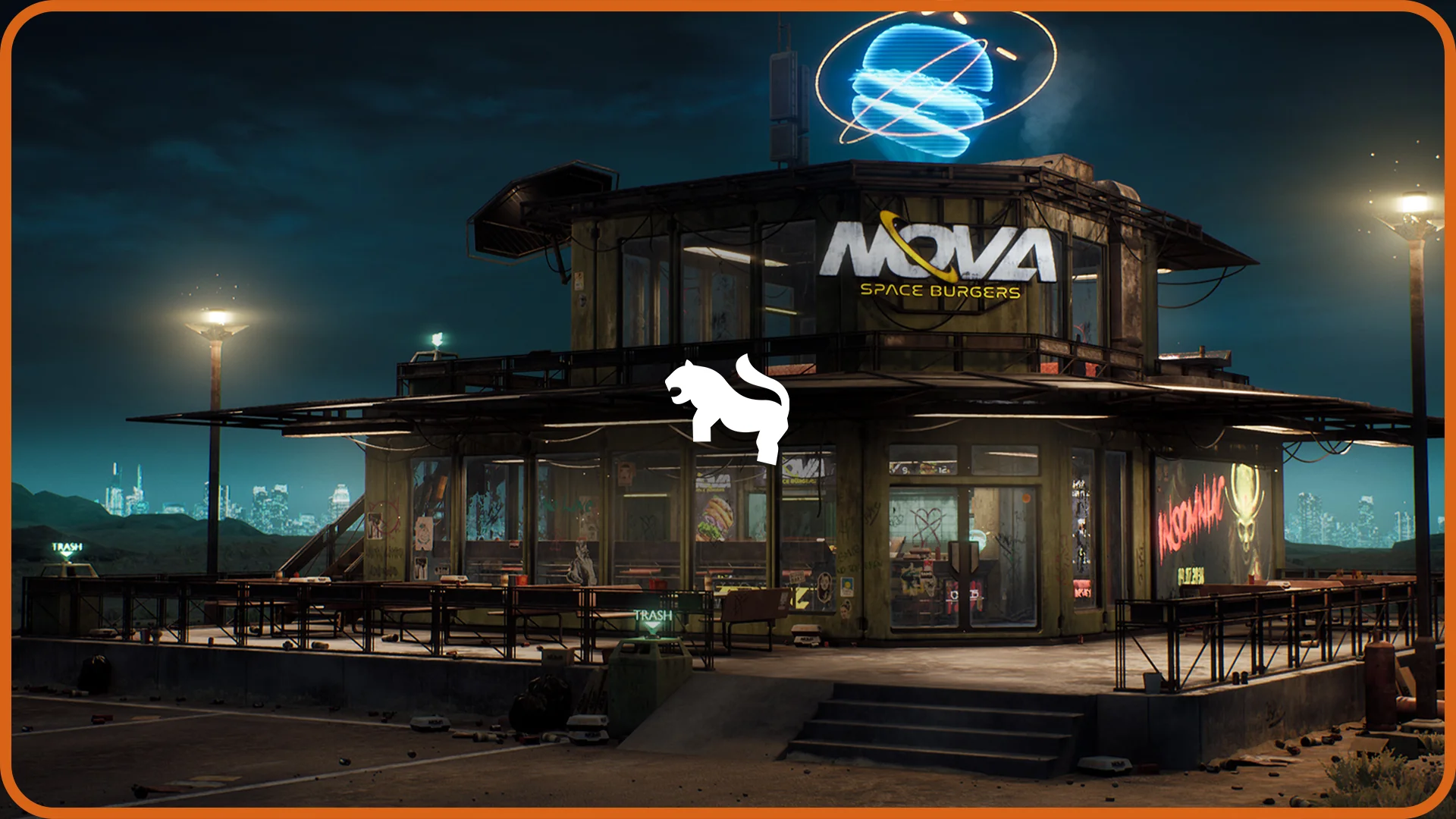 Nova Space Burgers / Cyberpunk Abandoned Restaurant / Space Bar Cyberpunk Art